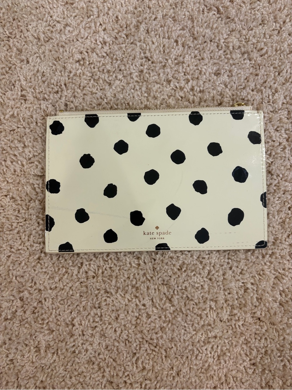 kate spade Cream Patent Polka Dot Clutch with Black Spots